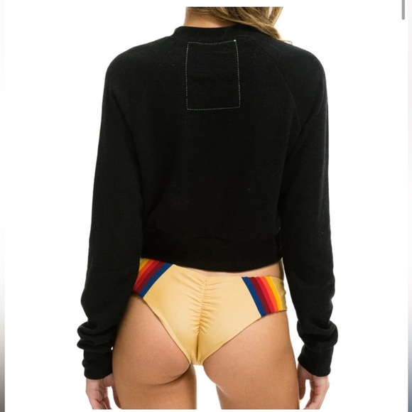 Aviator Nation Bolt Smiley Cropped Crew Sweatshirt - Picture 2 of 2